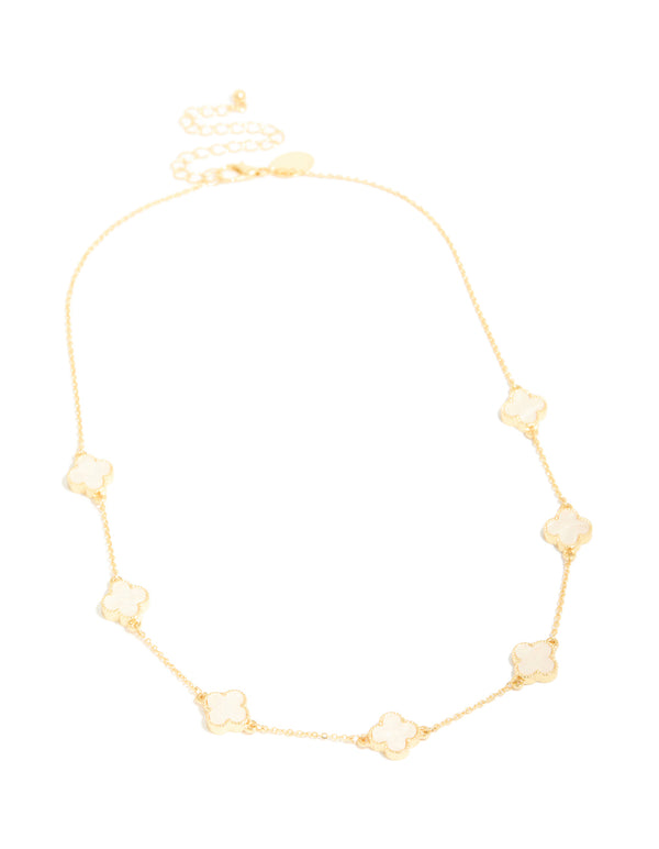 Gold Plated Flower Charm Necklace