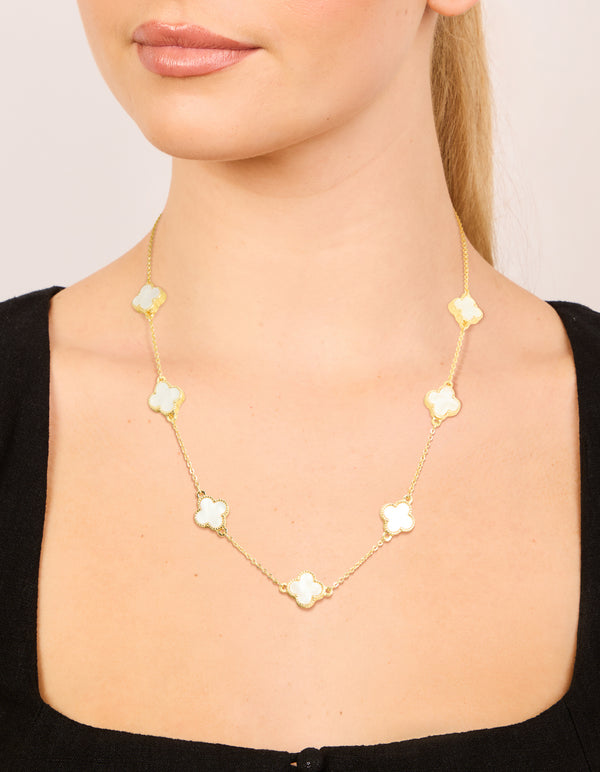 Gold Plated Flower Charm Necklace