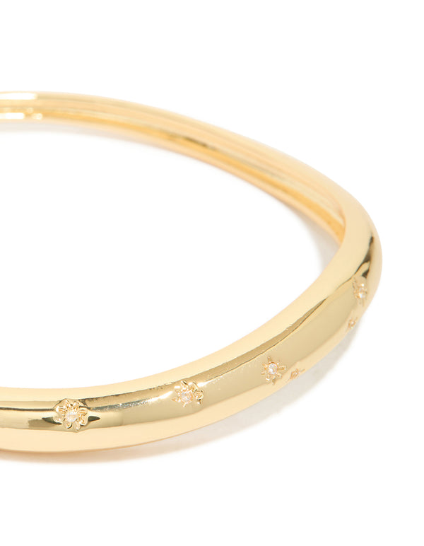 Gold Plated Diamante Star Detail Bangle
