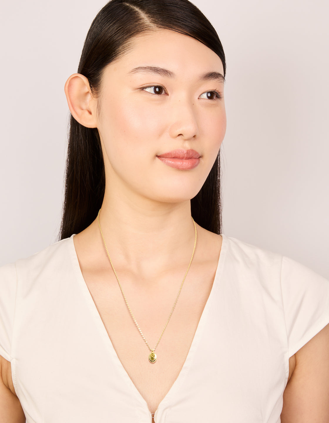 Gold Plated Brass Peridot Cubic Zirconia August Birthstone Necklace