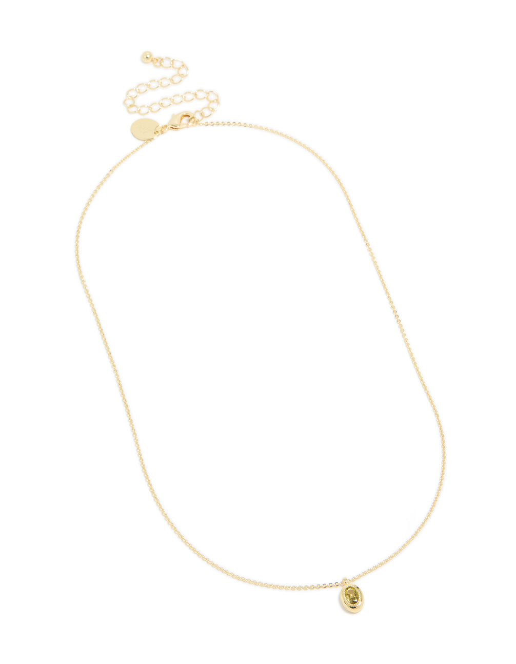 Gold Plated Brass Peridot Cubic Zirconia August Birthstone Necklace