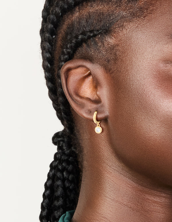 Gold Plated Cubic Zirconia Circle Huggie Earrings