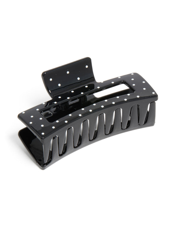 Black & White Shiny Polka Dot Large Claw Clip