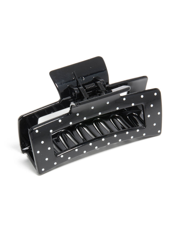 Black & White Shiny Polka Dot Large Claw Clip