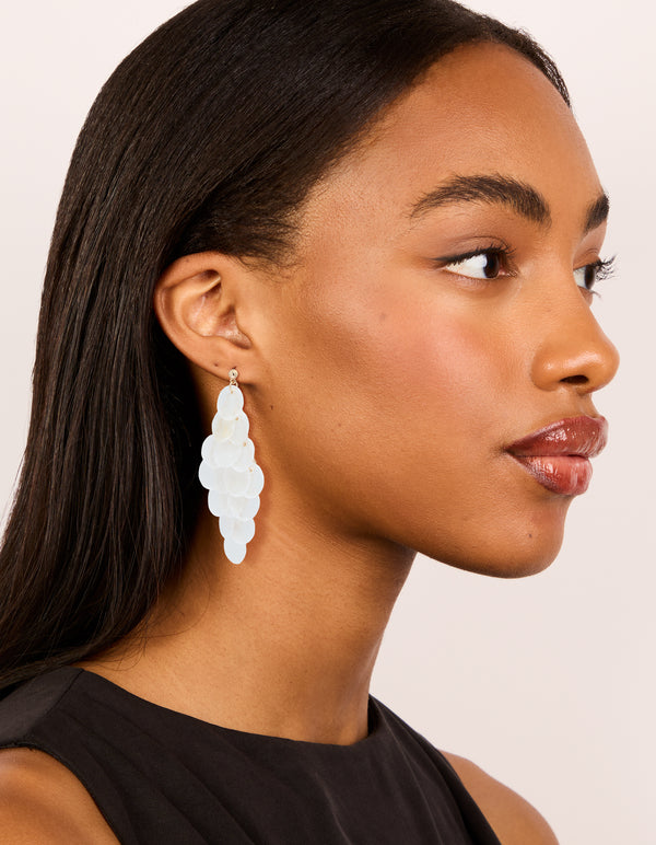 White Genuine Shell Waterfall Drop Earrings