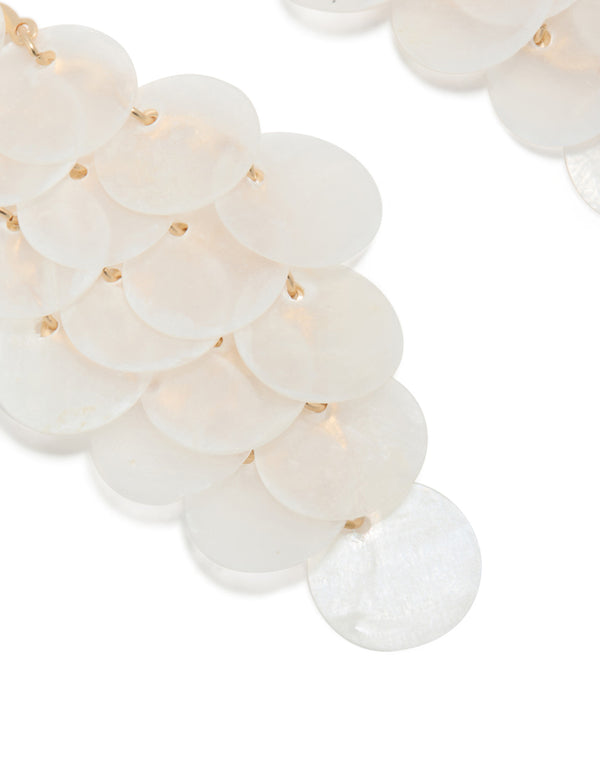 White Genuine Shell Waterfall Drop Earrings