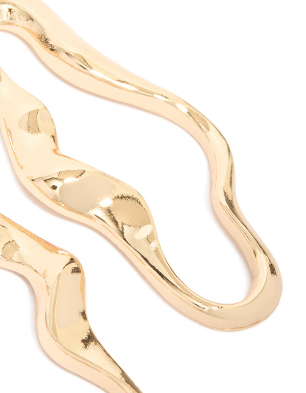 Gold Cutout Organic Outline Link Drop Earrings
