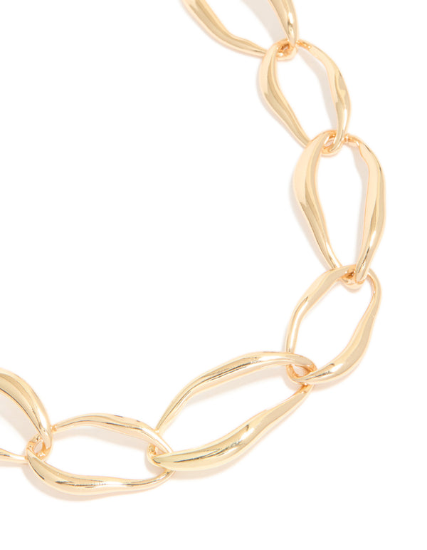 Gold Large Link Short Necklace
