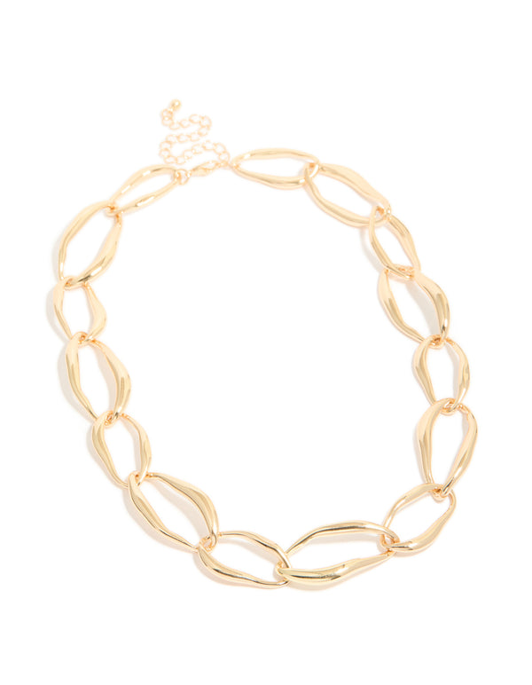 Gold Large Link Short Necklace