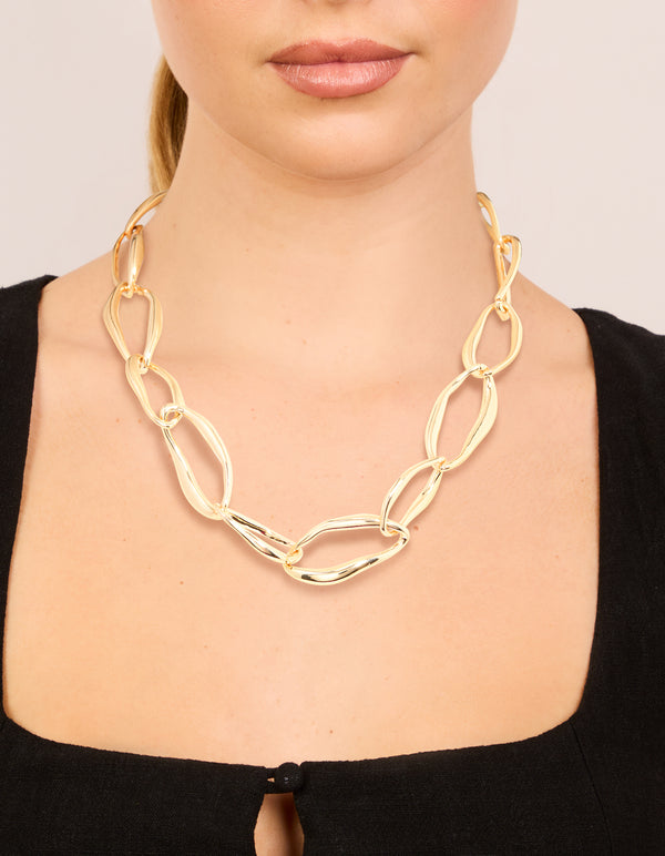Gold Large Link Short Necklace