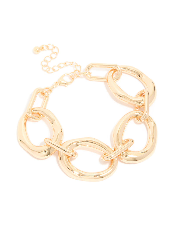 Gold Thick Link Adjustable Bracelet