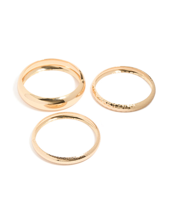 Gold Textured & Smooth Bangles 3-Pack