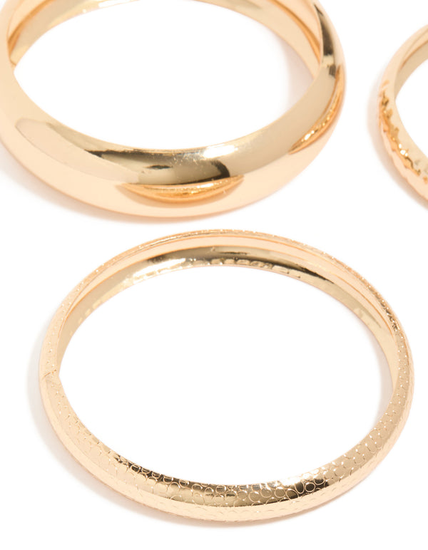 Gold Textured & Smooth Bangles 3-Pack