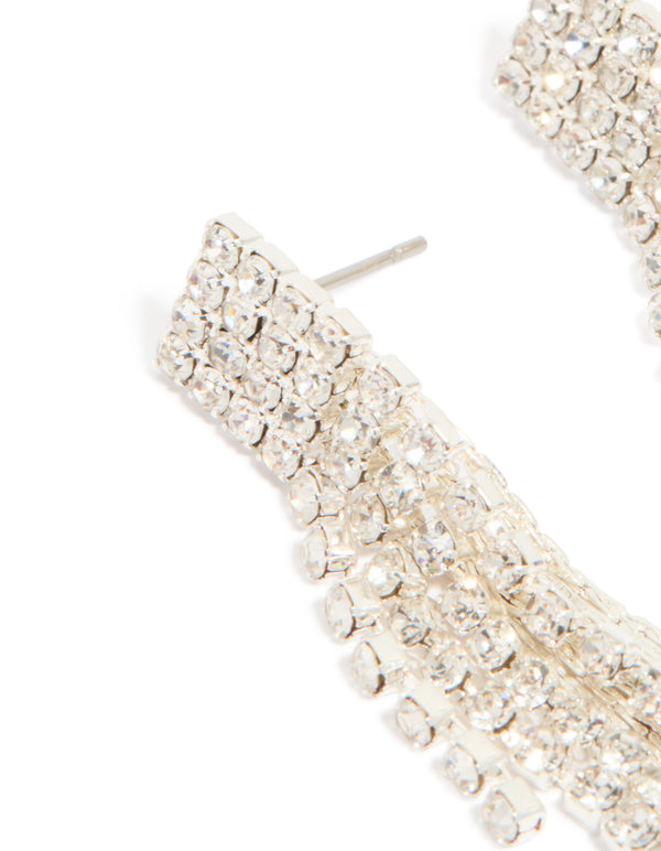 Silver Diamante Waterfall Drop Earrings