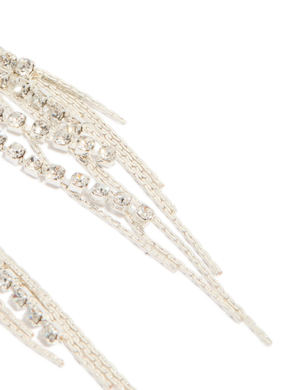 Silver Diamante Waterfall Drop Earrings