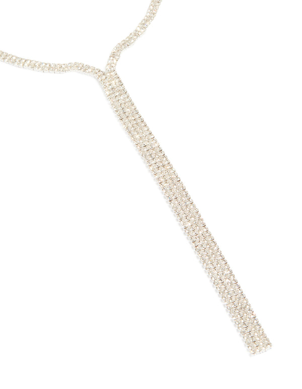 Silver Diamante Waterfall Y-Necklace
