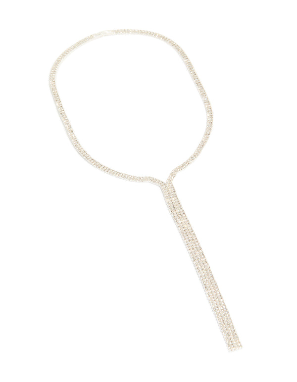 Silver Diamante Waterfall Y-Necklace