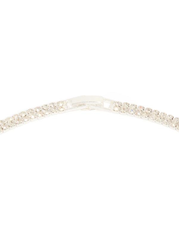 Silver Diamante Waterfall Y-Necklace