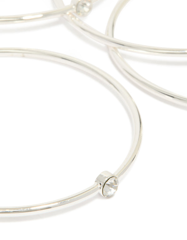 Silver Diamante Centre Bangles 5-Pack