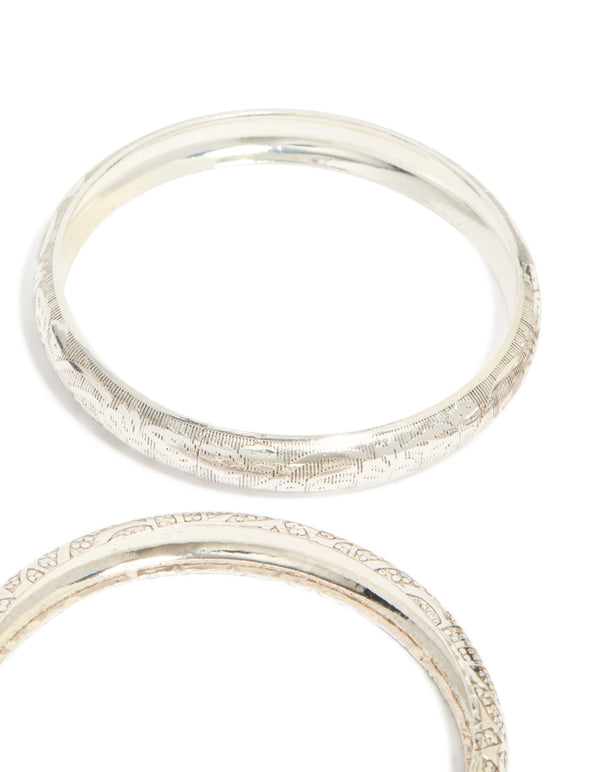 Silver Textured Bangles 3-Pack