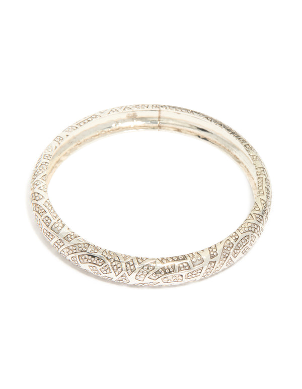 Silver Textured Bangles 3-Pack