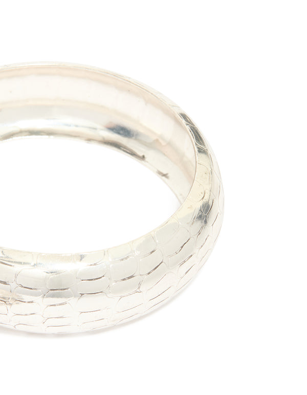 Antique Silver Textured Thick and Thin Bangles 2-Pack