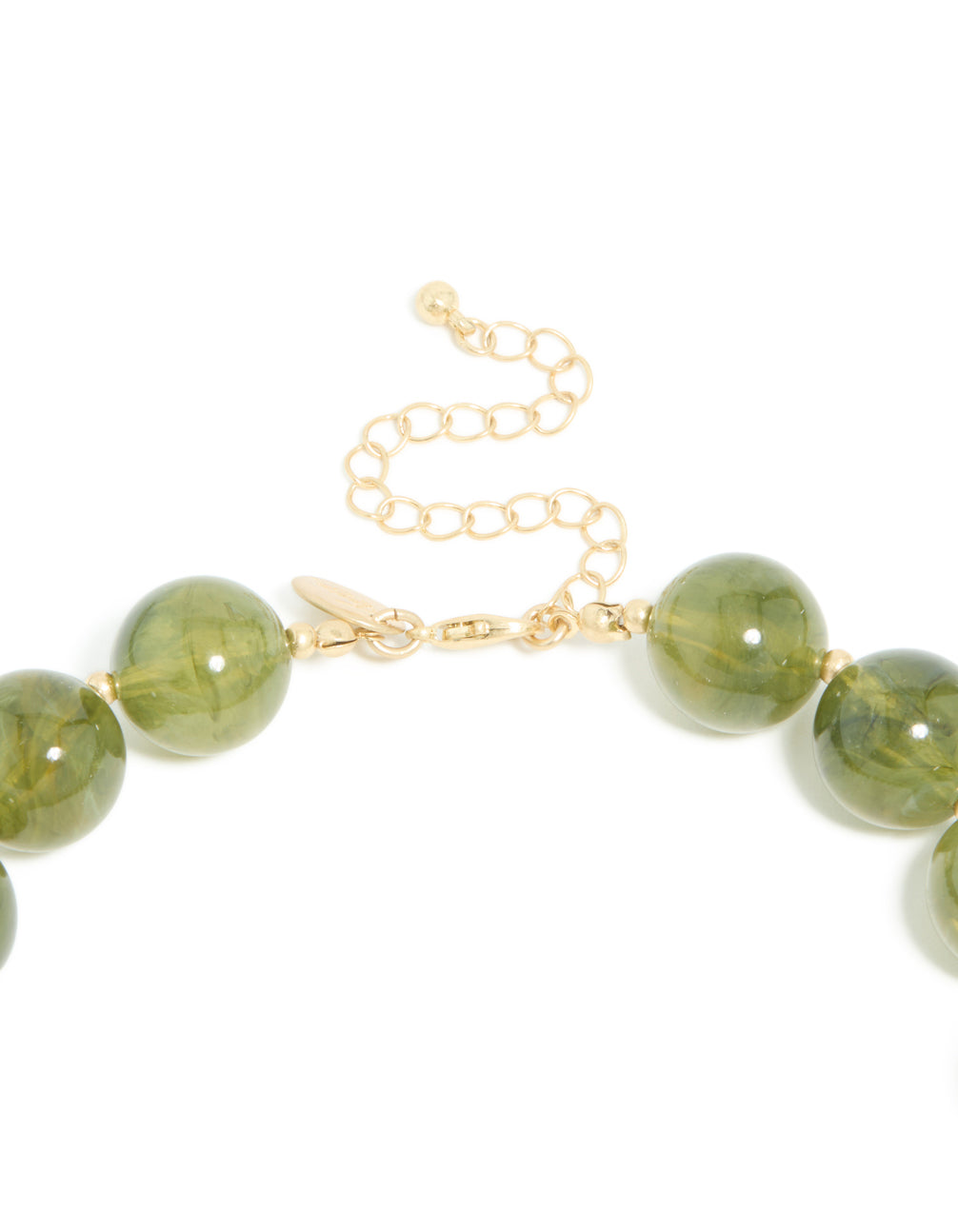 Gold Green Marble Beaded Necklace