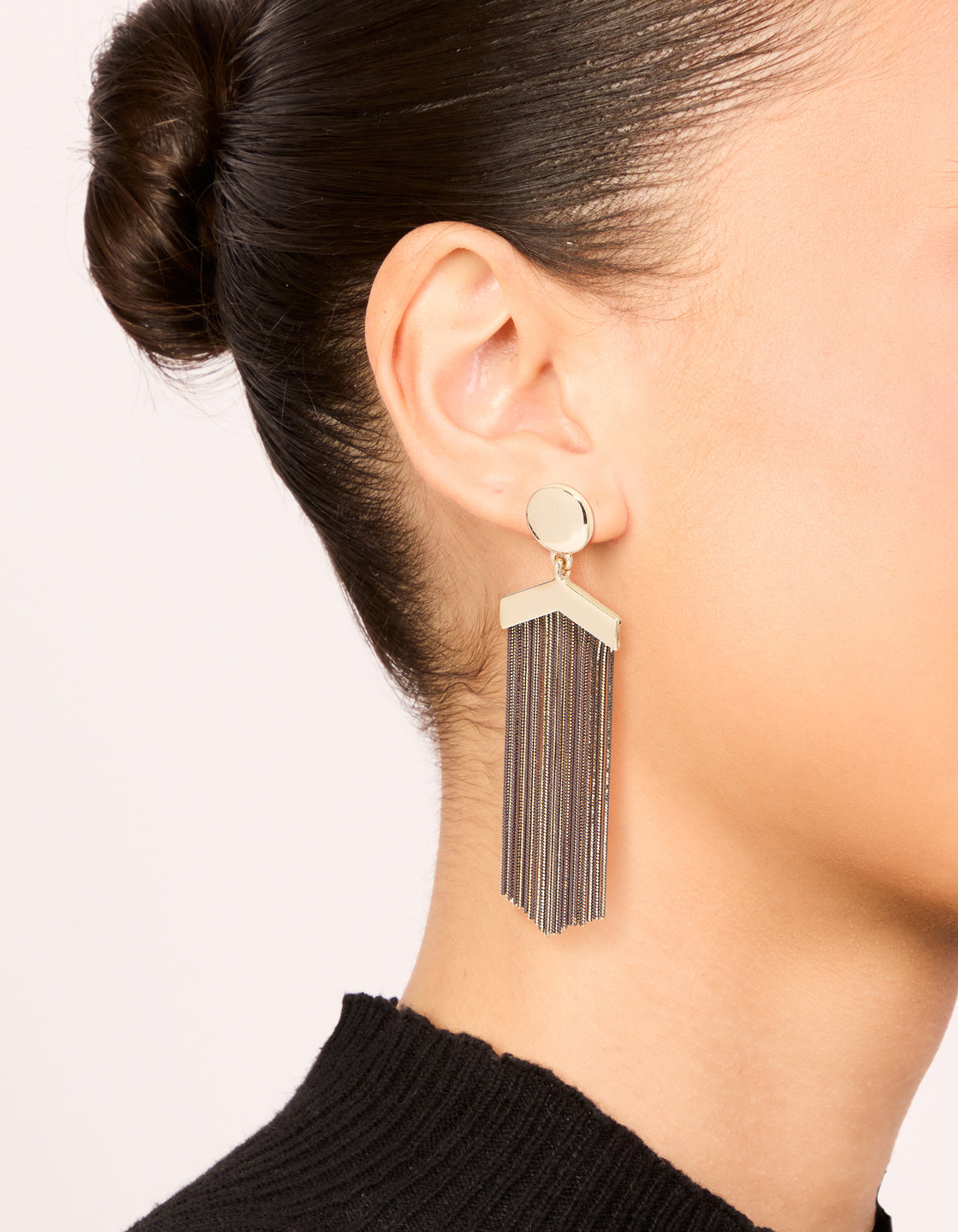Antique Gold Long Fringe Drop Earrings