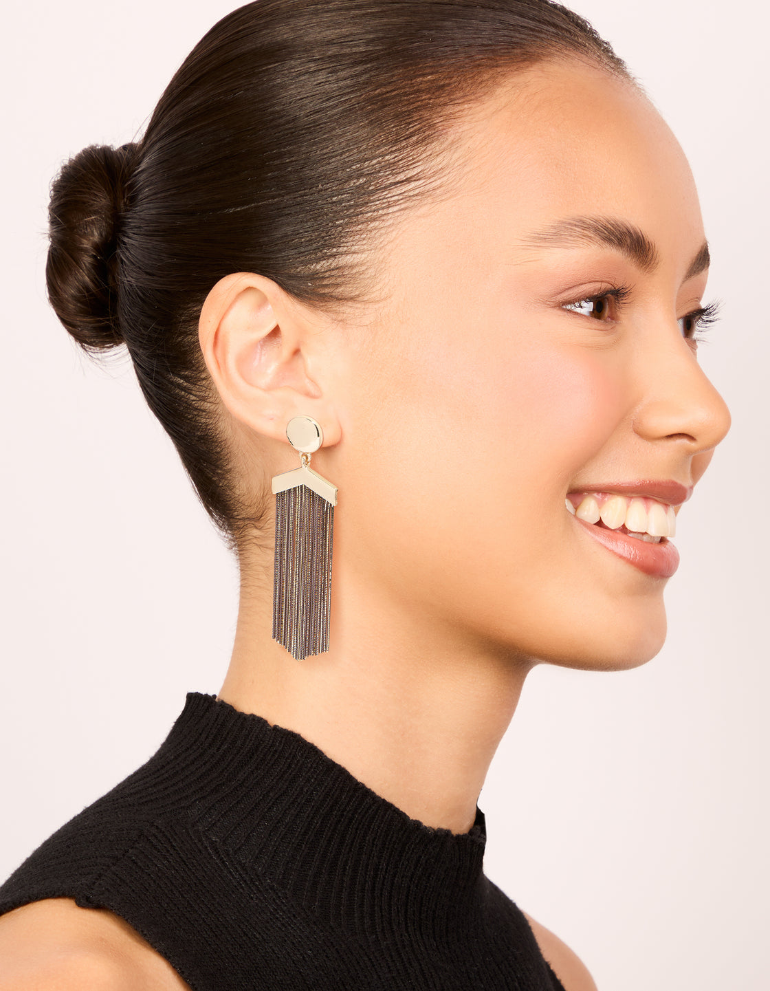 Antique Gold Long Fringe Drop Earrings