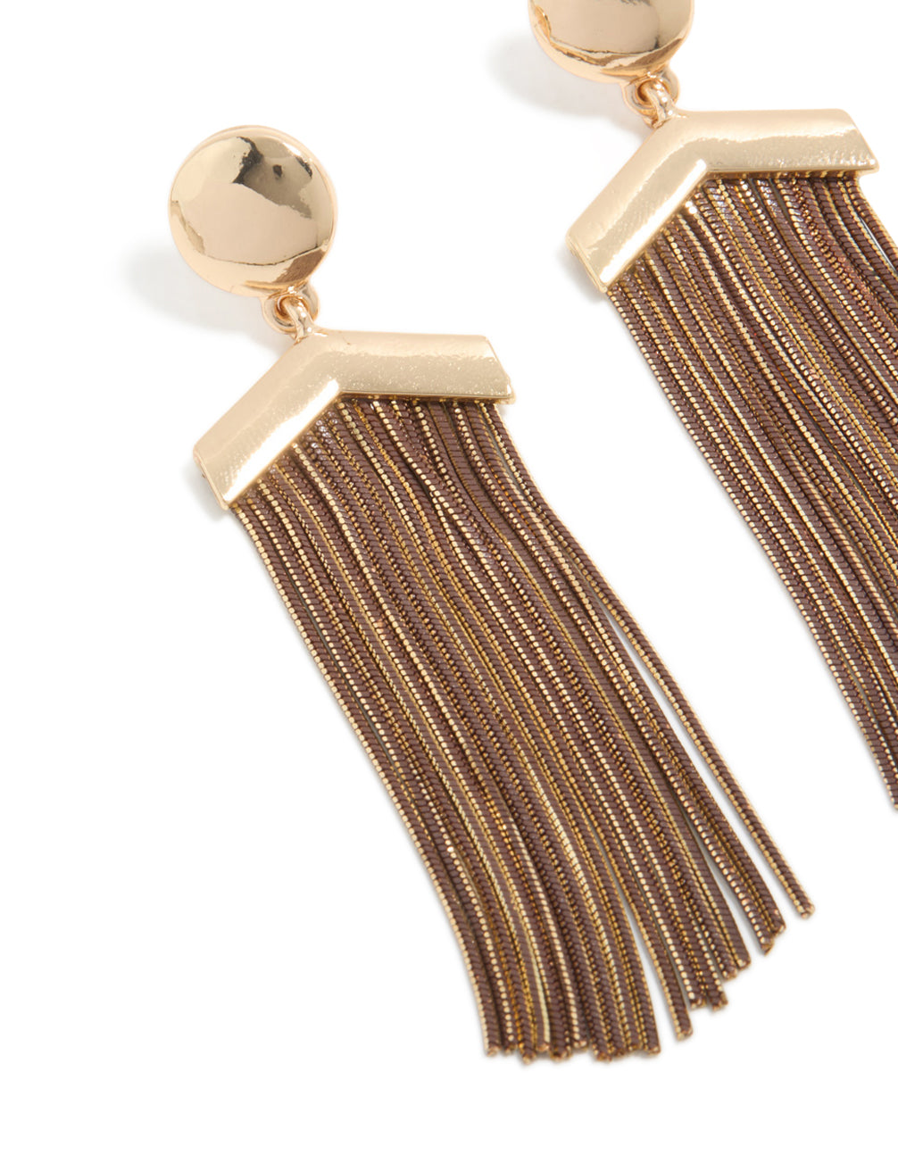 Antique Gold Long Fringe Drop Earrings