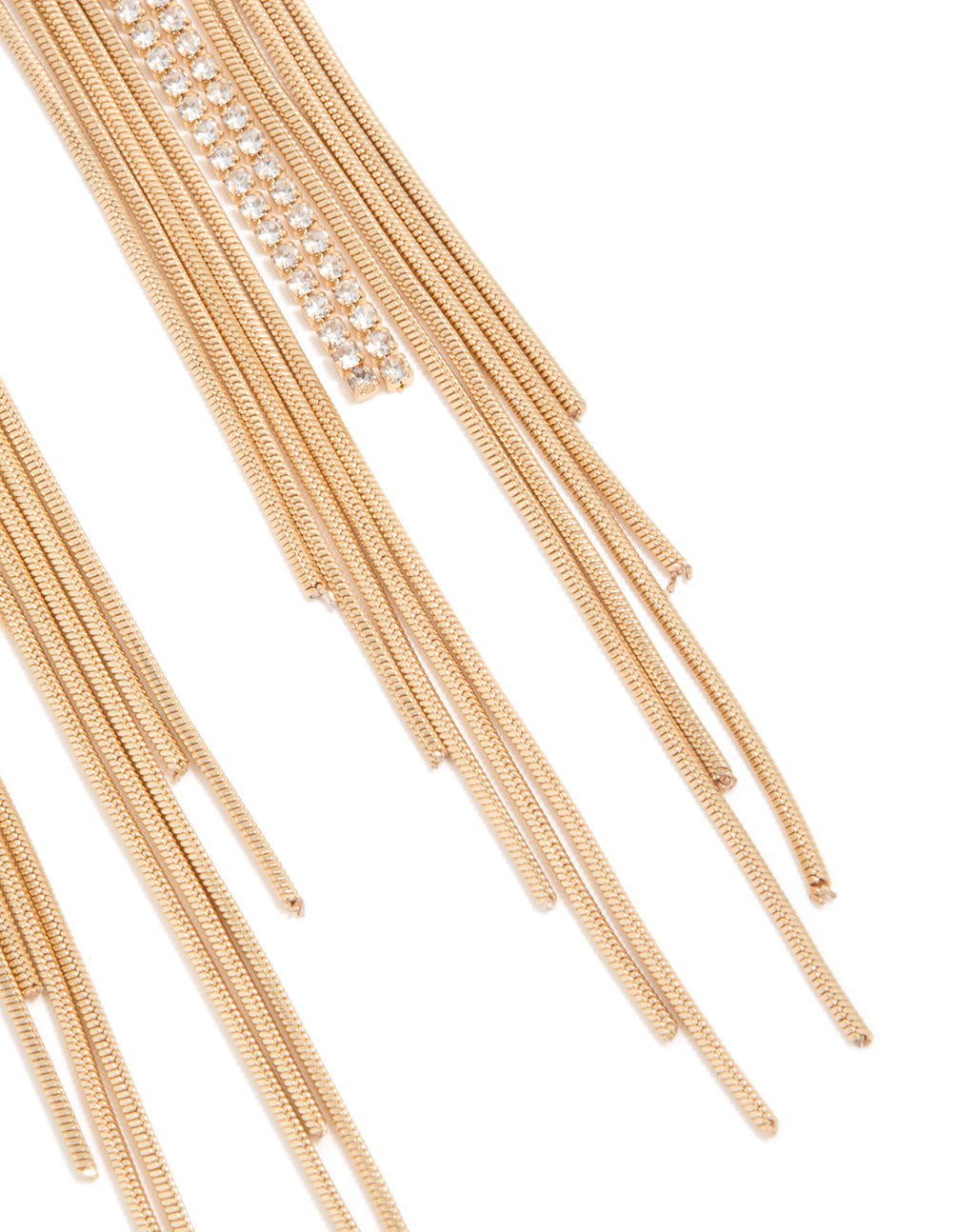 Designed with gold diamante round tassel drop earrings featuring statement style detail