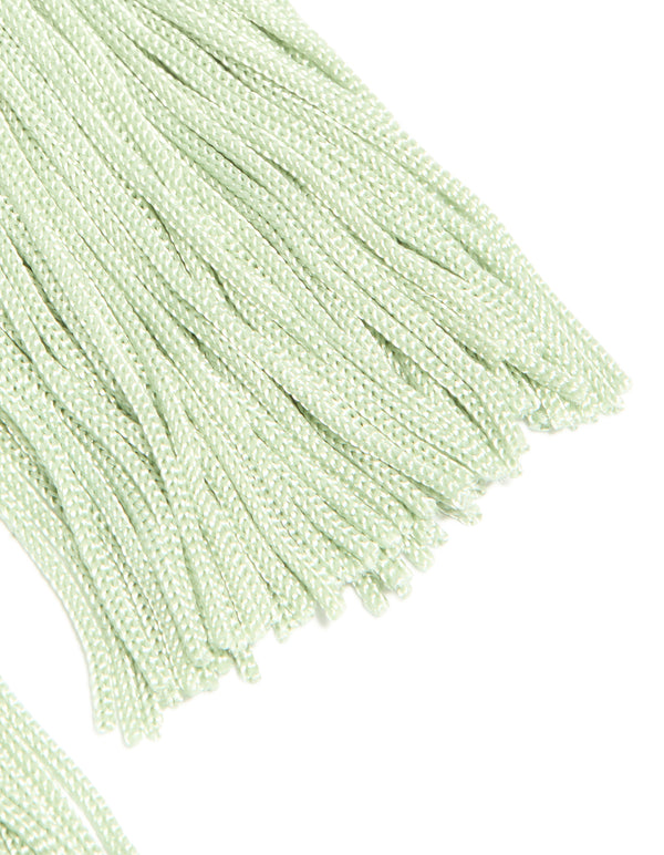 Light Green Fabric Tassel Drop Earrings