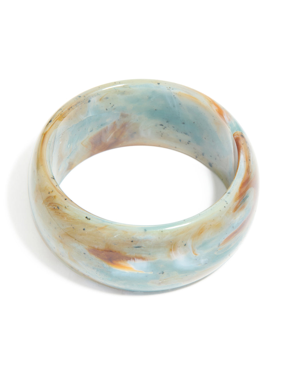 Light Blue & Brown Marbled Acrylic Thick Bangle