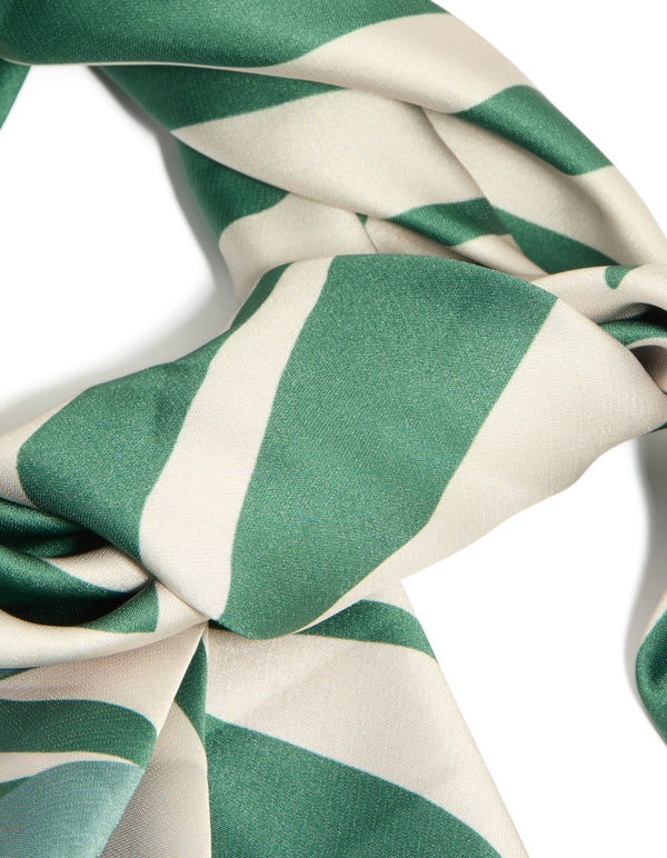 Green & White Boho Lined Fabric Scarf