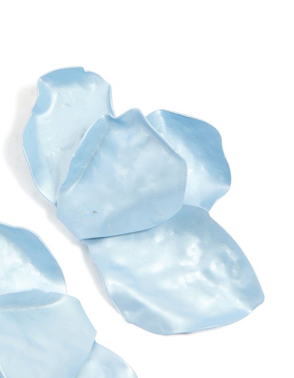 Light Blue Coated Metal Flower Petal Drop Earrings