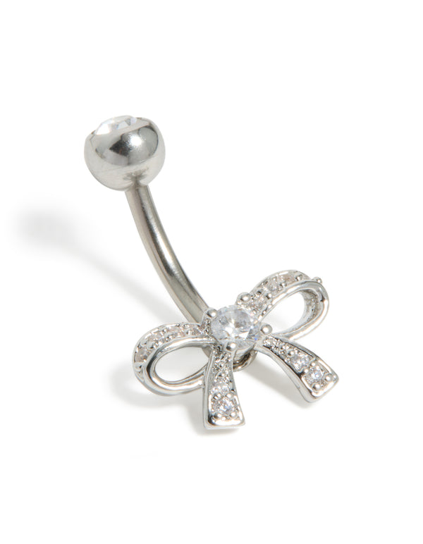 Surgical Steel Cubic Zirconia Pavé Bow Belly Bar
