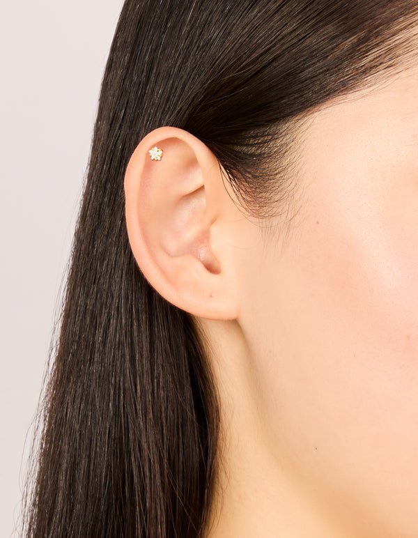 Gold Plated Surgical Steel Cubic Zirconia Star Flat Back Studs