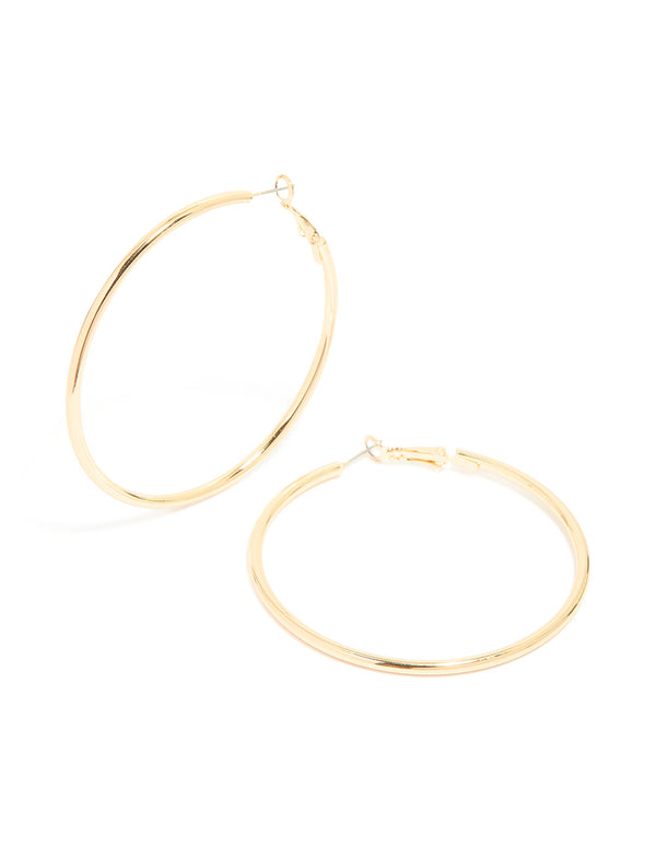 Gold Thin Round Hoop Earrings
