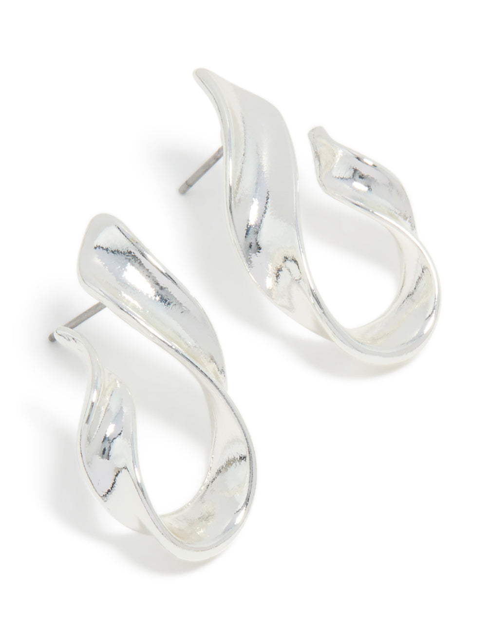 Silver Organic Flame Stud Earrings
