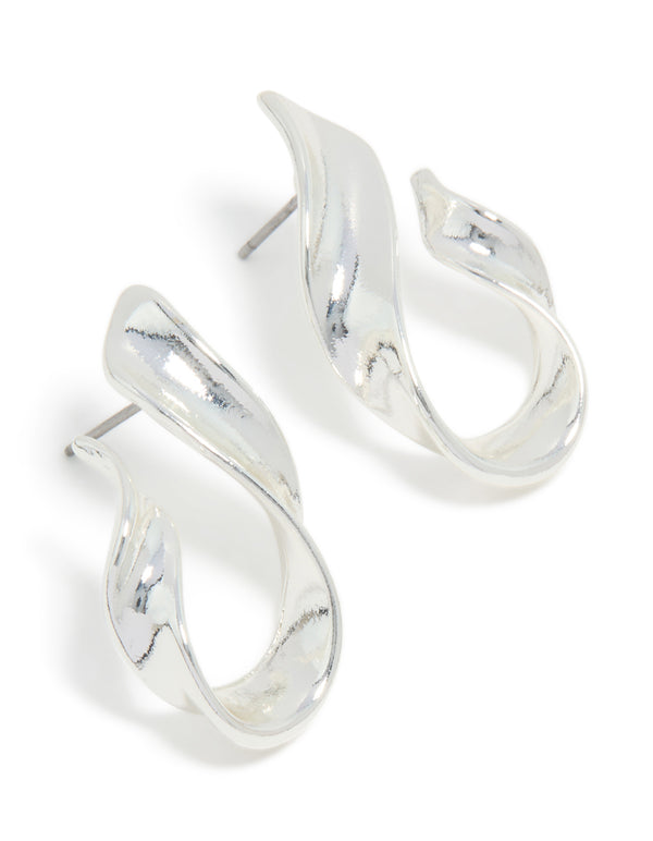 Silver Organic Flame Stud Earrings