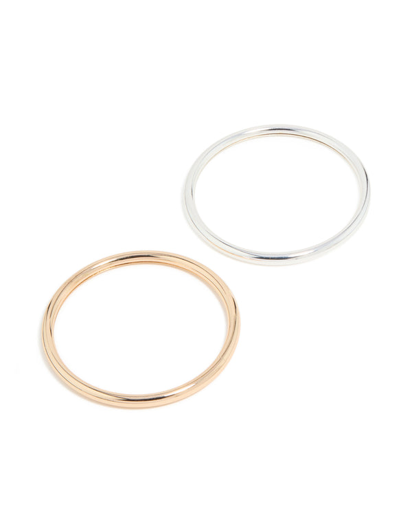 Mixed Metal Smooth Bangles 2-Pack