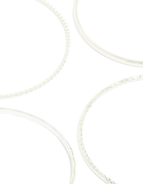 Silver Textured Bangles 4-Pack