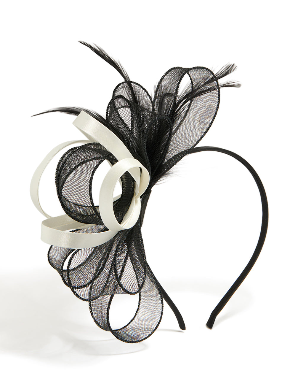 Black & Cream Feather Fascinator