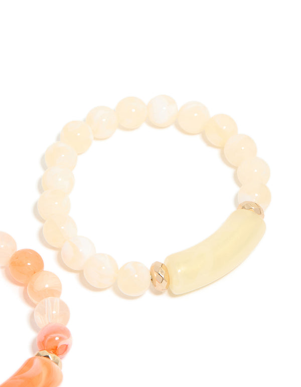 Pink & Cream Beaded Stretch Bracelets 2-Pack