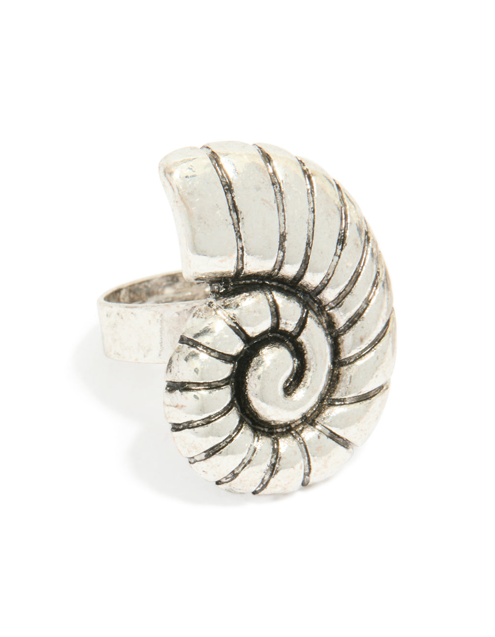 Showcasing antique silver sea-life large rings in a 3-pack, featuring charm shells and ocean-inspired motifs with a bold, statement style front view