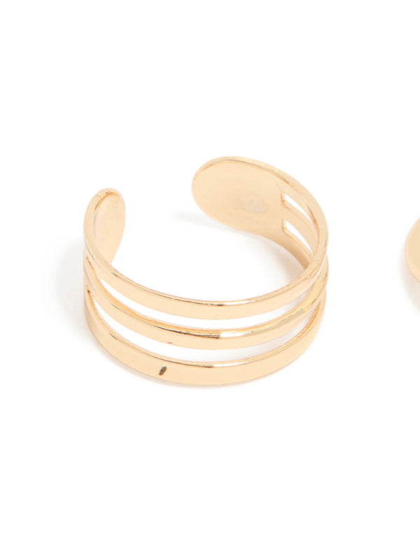 Featuring star celestial 3-pack gold layered and swirl toe rings side view