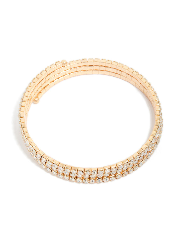 Gold Diamante Wrap Round Arm Cuff