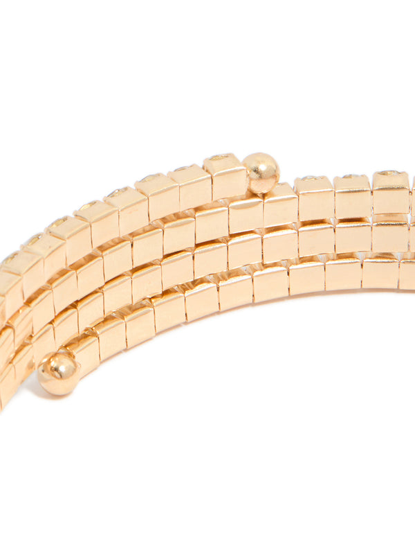 Gold Diamante Wrap Round Arm Cuff