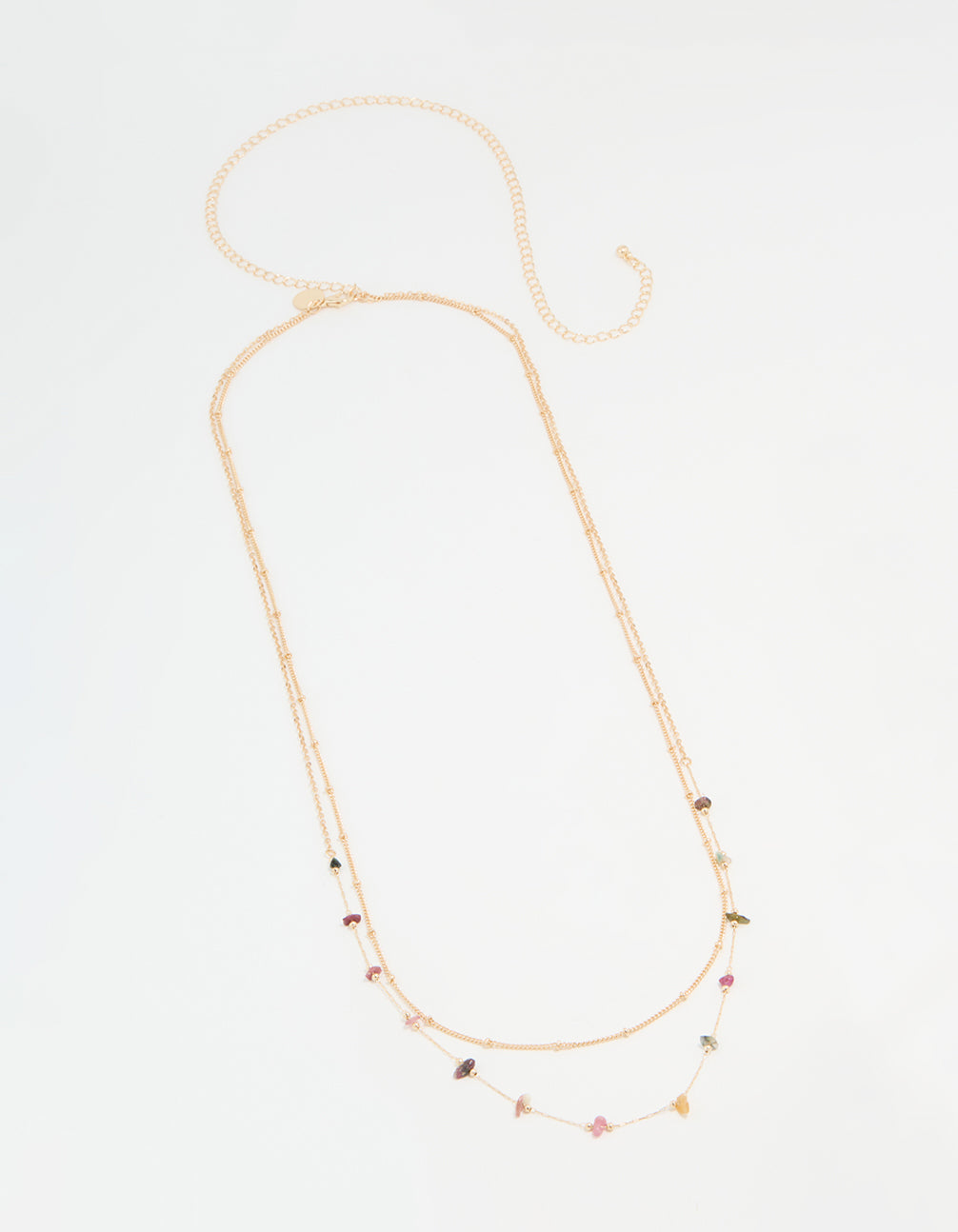 Gold Multicoloured Semiprecious Stone Waist Chain.
