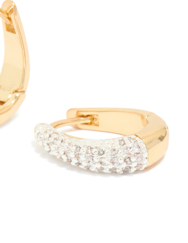 Mixed Metal Plated Small Cubic Zirconia Teardrop Huggie Earrings